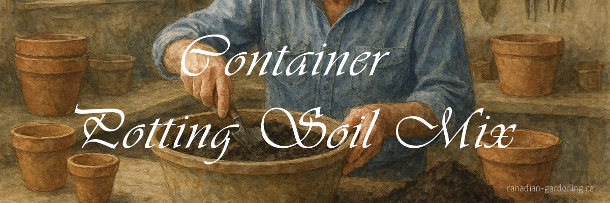 Container potting soil mix in pots and planters