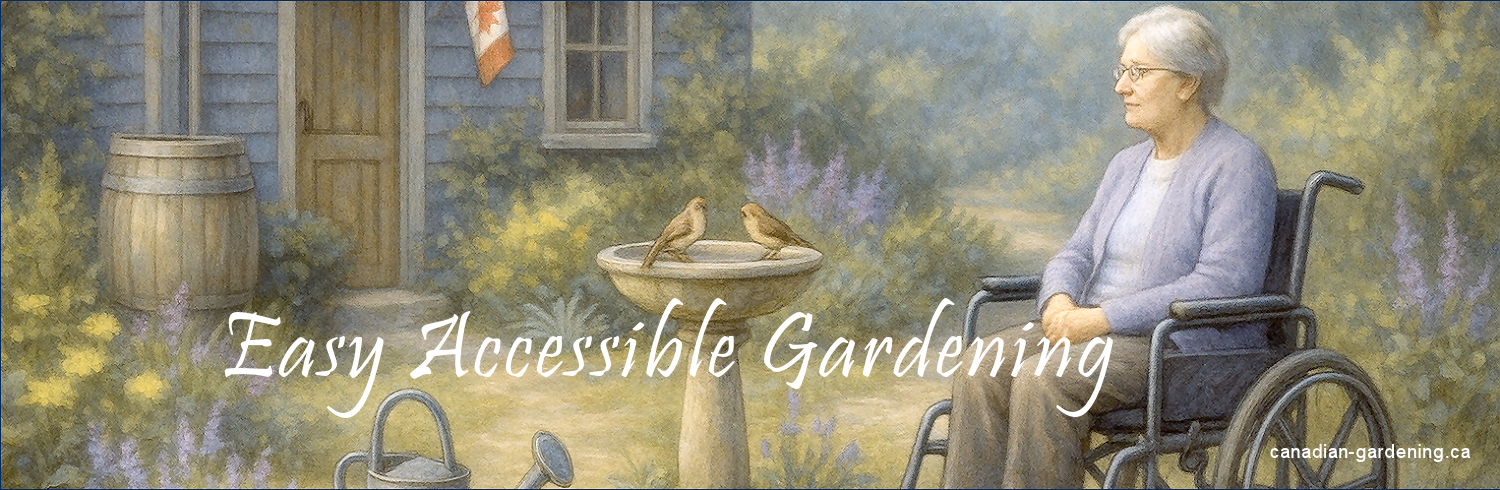 Banner showing accessible gardening ideas and tools