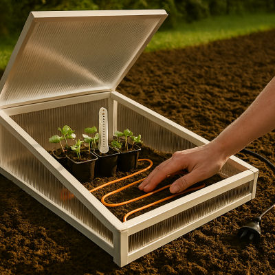 Cold frame with heater cable (hot bed)